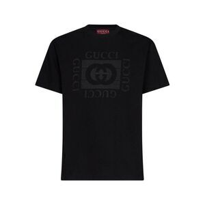 Gucci Men Black Cotton Jersey Printed T-Shirt
